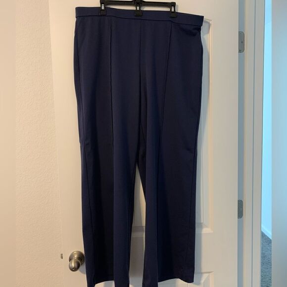 Isaac Mizrahi Wide Leg Navy Blue Ponte Knit Pant Size XLT NWOT - Picture 1 of 4